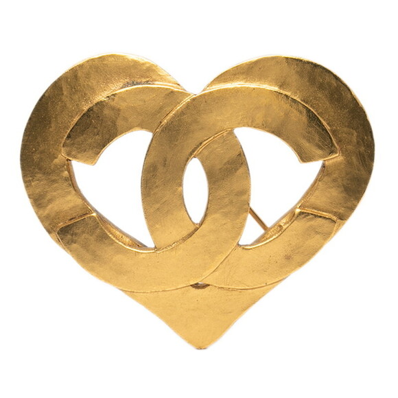 CHANEL Vintage Gold Logo Brooch